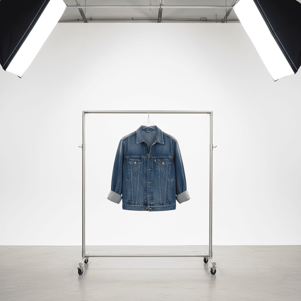 Jaket denim dengan desain khas